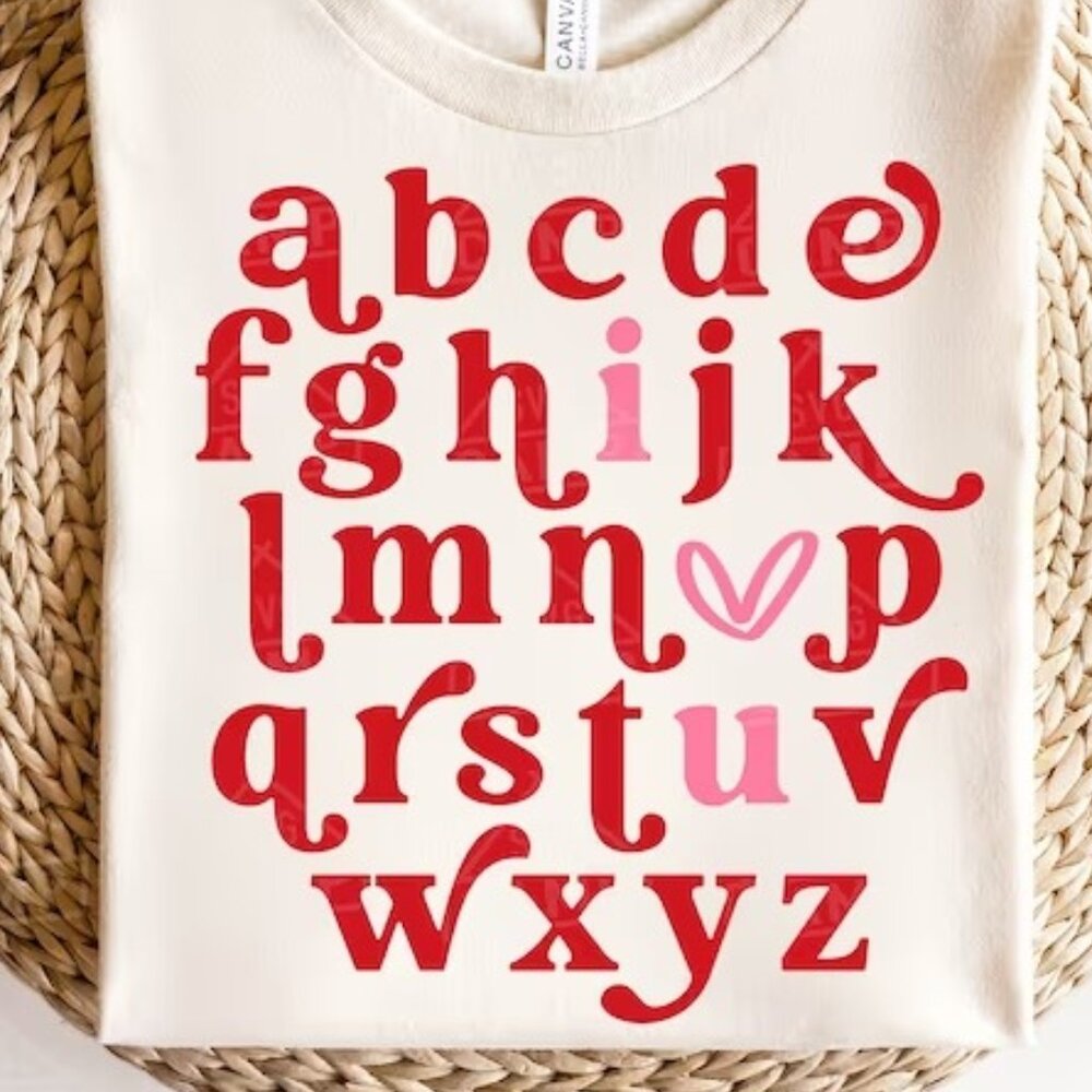 Valentine Alphabet I Love You T-Shirt, Love Alphabet T-Shirt - Picture 2 of 5
